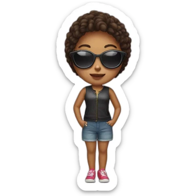 Girl with hearted shaped sunglasses  sticker