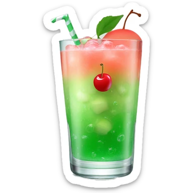 Melon soda in a glass and cherry on top of it sticker