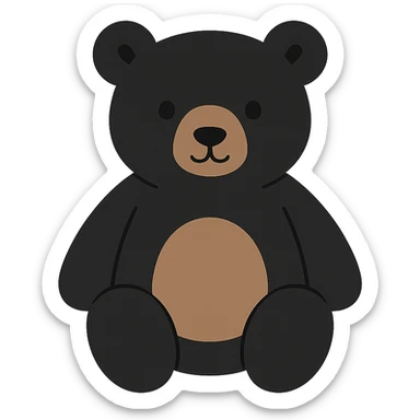 flat vector black bear jellycat plush sticker