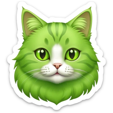 green cat with lime colored paws sticker