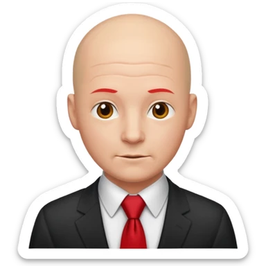bald with red necktie sticker