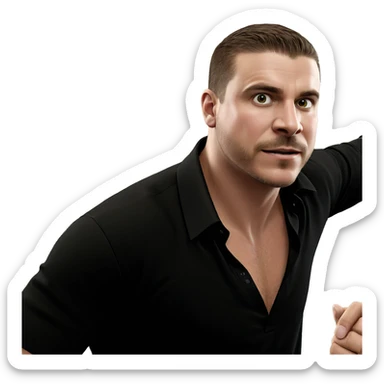 male portrait with black shirt sticker