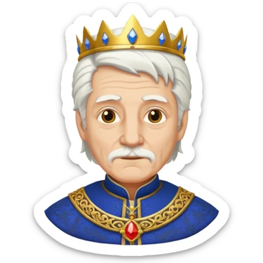 a white haired old man standing in medieval royal clothes sticker