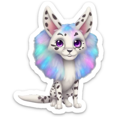 Cute Kawaii Epic Ethereal Sparkly Colorful Sergal-Serval-Vernid full body sticker
