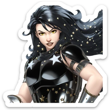 girl in armor with stars sticker