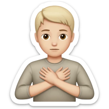 A person crosses their arms over their chest, forming a cross. sticker