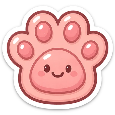 a cute and friendly pink paw print emoji sticker