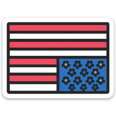 upside down American flag flat icon sticker