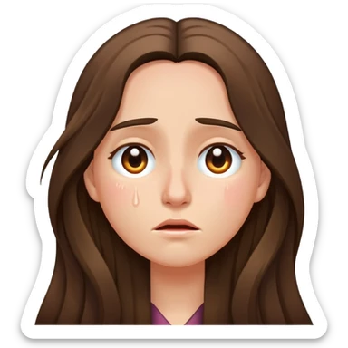 Very long hair Brunette with peachy ish skin crying tears  sticker