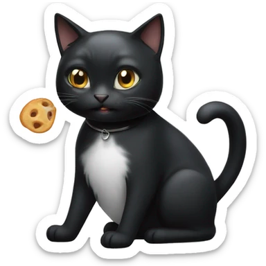 Black cat wants food  sticker
