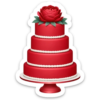 red wedding cake with floral decorations sticker