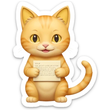 cute yellow smiling cat with full body with note and no clothes sticker