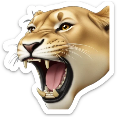 Lioness roaring sticker
