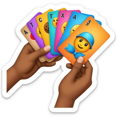 Trading cards in a hand sticker