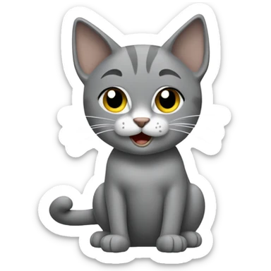 A cat cleaning herself (grey)  sticker