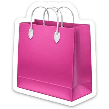 Fuchsia pink paper bag with white handles, repeating 'DRUNI' pattern in light pink and a vertical white 'DRUNI' in the center, iOS emoji style, shiny and realistic. sticker