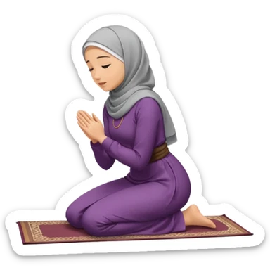 Woman Kneeling for Islamic prayer side view face to the floor sticker