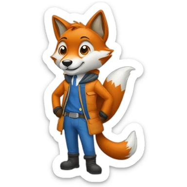 Un renard qui fais du sket sticker