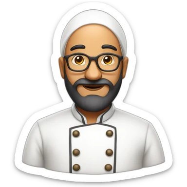 Bald long beard Indian chef, 40 years sticker