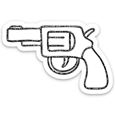 hand-drawn outlined gun icon, sketchy look sticker
