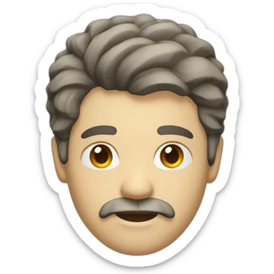 white man with mullet haircut and a mustache sticker