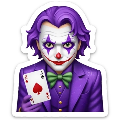 Glitter Purple and White Joker Gangster Card sticker