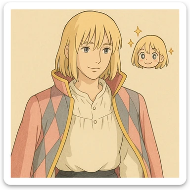 Hauru from Howl's Moving Castle, Ghibli style emoji sticker