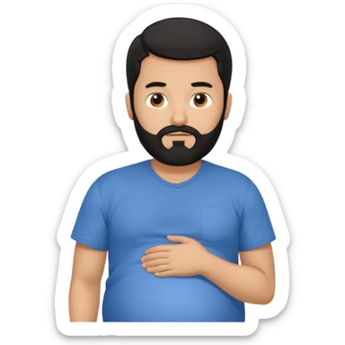 pregnant man with black beard and hair sticker