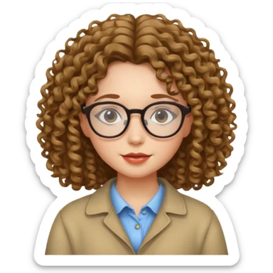 una chica con rizos y el cabello suelto con gafas sticker