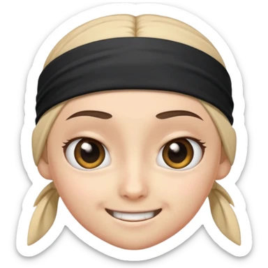ninja face emoji style, big eyes, headband, smiling, no cup shape sticker