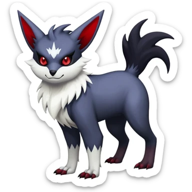 Vampiric feral emo dark Zangoose-Absol-Noibat-Fakémon-hybrid-creature (full body) sticker