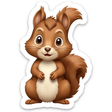 Cute confused squirrel with tilted head and question mark above sticker