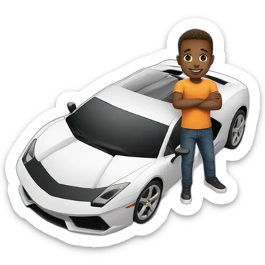 boy in a supercar  sticker