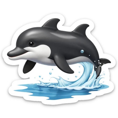 a combination of a dolphin and a boarder collie as one animal sticker
