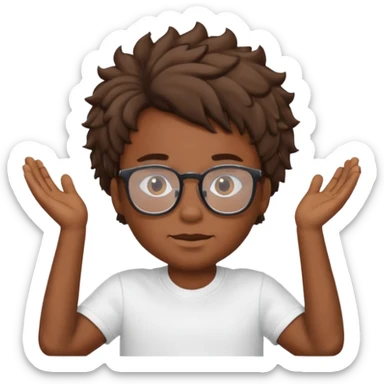a black boy with a ondulado hair and a white t shirt and lentes  sticker