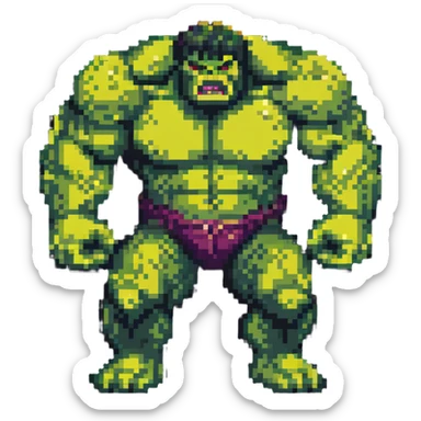 Abomination fighting Hulk, 8-bit style battle between monsters sticker