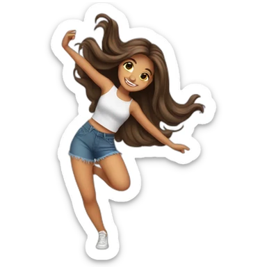 cute latina girl with long hair dancing sticker