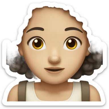 pale black curly haired girl with brown eyes sticker