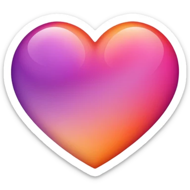This emoji shows a stylized heart shape rotated 90 degreesIt features a smooth gradient blending warm orange, pink, and purple tones, creating a soft and vibrant look.  sticker