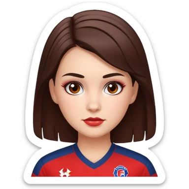 Brunette woman wearing chicago fire fc jersey with cute makeup on sticker