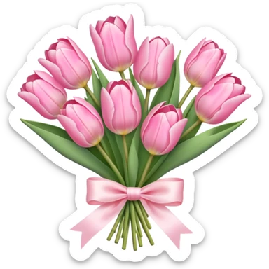 Pastel pink tulip bouquet with bow sticker