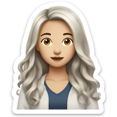 Asian girl with medium brown hair and dark brown eyes and long wavy hair sticker