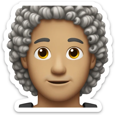 White man with hazel eyes and curly black hair sticker