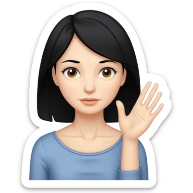 woman black long hair touching wrinkle skin sticker