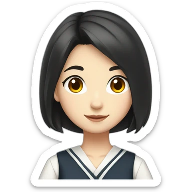 fox teen woman with black haired in Japanese school uniform Full length sticker