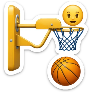 Crea un emoji de un autobús de una escuela con un aro de básquet en la parte de enfrente sticker