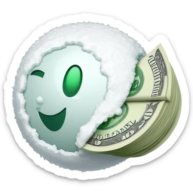 Snow ball with dollar bills  sticker