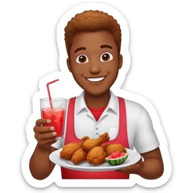 Black guy receiving kool aid fried chicken and watermelon  sticker