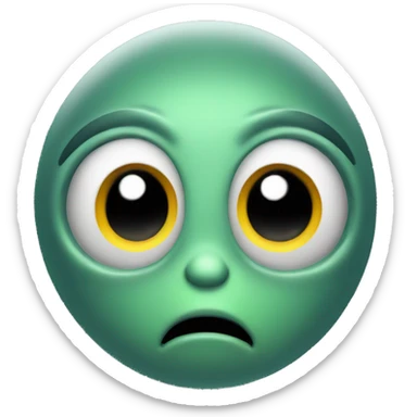 An alien with a surprised face sticker
