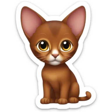 dark red abyssinian cat with big ears and black kitten with small white speck sticker